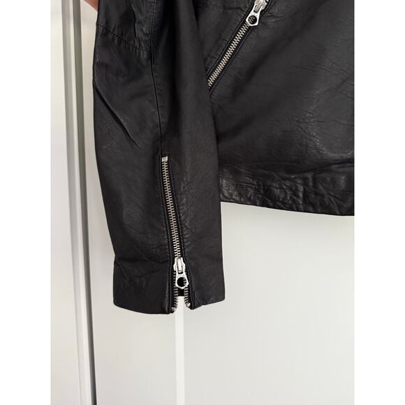 $525 New Madewell Washed Leather Motorcycle Jacket - Black - Small - Picture 9 of 11